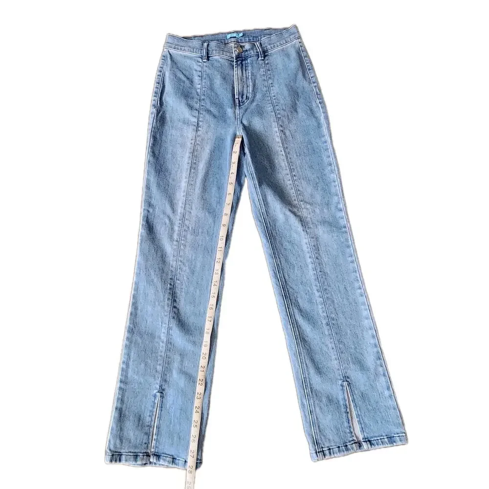 J Mclaughlin Mid Rise Straight Ankle Front Slit Denim Jeans Blue Women's Size 4 - Picture 7 of 7